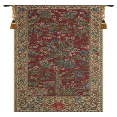 C Charlotte Home Furnishings Inc The Tree of Life Portiere Red Belgian Tapestry -Medium: 24.00' x 70.00' Cotton/Viscose/Polyester by William Morris