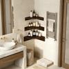 Alsonerbay Corner Shelf Wall Mount, Set of 3 Floating Shelves for Storage and Display, Rustic Wood Shelves for Bedroom, Kitchen, Living Room, Nursery and Office (Dark Brown) view 2