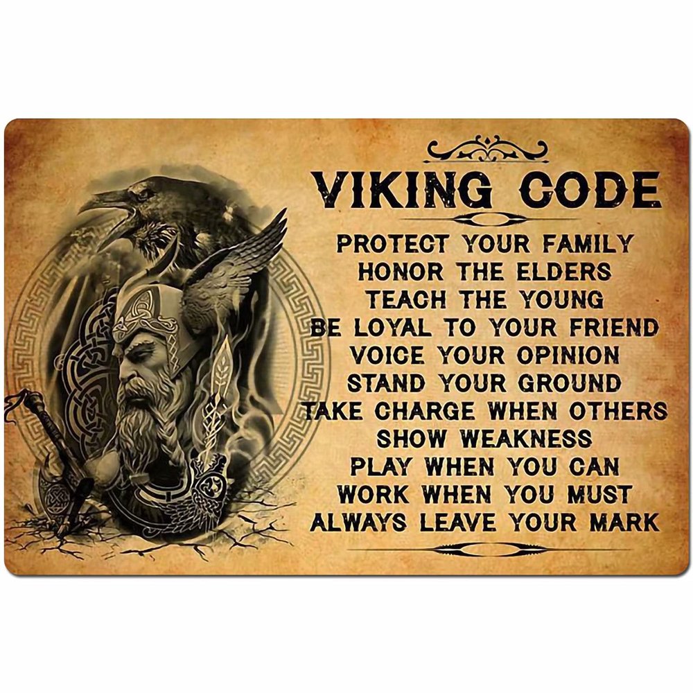 Viking Metal Tin Sign,Viking Code,Wall Decor for Home Bar Restaurant Cafe Pub Outdoor 12x17 Inch
