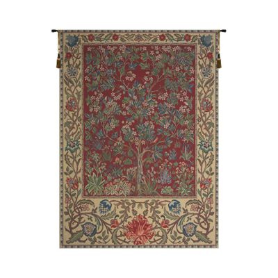 C Charlotte Home Furnishings Inc Tree Of Life Red Belgian Medium Tapestry Wall Hanging | Viscose Cotton and Polyester Blend Wall Art | 26 in. x 40 in. | Home Decor Accents | By William Morris