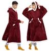 Bedsure Wearable Blanket Hoodie, Long Hooded Blanket Sweatshirt as Christmas Birthday Gifts for Men, Cozy Sherpa Hoodie for Adult, Oversize, Burgundy view 1