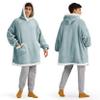 Bedsure Blanket Hoodie, Wearable Blanket Hoodie as Gifts for Mom, Birthday Gifts for Women Kids Teens Sherpa Sweatshirt, Light Green, Oversize view 1