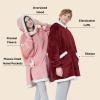 Bedsure Blanket Hoodie, Wearable Blanket Hoodie as Gifts for Mom, Birthday Gifts for Women Kids Teens Sherpa Sweatshirt, Burgundy, Oversize view 2