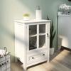 Actual Buffet Storage Cabinet, Elegant Home Fashions Glass Panel Doors, Floor Cupboard, Unique Bell Handle, Buffet Sideboard for Kitchen Dining Room Hallway Entryway. (Single), Twin view 3