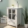 Actual Buffet Storage Cabinet, Elegant Home Fashions Glass Panel Doors, Floor Cupboard, Unique Bell Handle, Buffet Sideboard for Kitchen Dining Room Hallway Entryway. (Single), Twin view 4