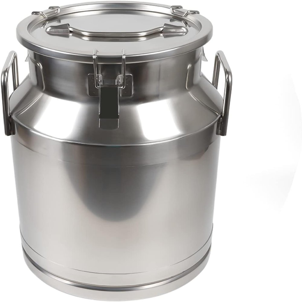 20L Stainless Steel Milk Can Wine Milk Bucket Wine Pail Bucket Milk Can Tote Jug with Sealed Lid Heavy Duty, with Independent Embedded Silicone Sealed Lid (20L)
