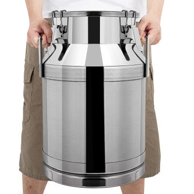 20-60L Stainless Steel Milk Can Wine Milk Bucket Wine Pail Bucket Milk Can Tote Jug with Sealed Lid Heavy Duty, with Independent Embedded Silicone Sealed Lid (30L)