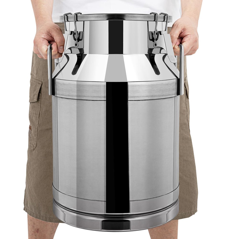 20-60L Stainless Steel Milk Can Wine Milk Bucket Wine Pail Bucket Milk Can Tote Jug with Sealed Lid Heavy Duty, with Independent Embedded Silicone Sealed Lid (30L)