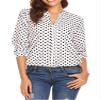 Andongnywell Womens Printed Long Sleeve V Neck Casual Dot Print Chiffon Blouses Tops T Shirts Tunics (White,2,Medium) view 1