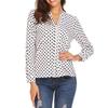 Andongnywell Womens Printed Long Sleeve V Neck Casual Dot Print Chiffon Blouses Tops T Shirts Tunics (White,2,Medium) view 2