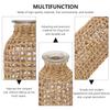 Hemoton Seagrass Flower Vase Glass Bud Vase Wicker Basket Rustic Farmhouse Flower Table Centerpieces for Home Living Room Bedroom view 3