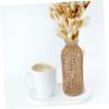 Hemoton Seagrass Flower Vase Glass Bud Vase Wicker Basket Rustic Farmhouse Flower Table Centerpieces for Home Living Room Bedroom view 4