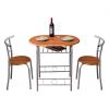 3 Piece Dining Table Set Kitchen Wood Dining Table Furniture Set and 2 Chairs Wooden Round Table & Chair Set Compact Space with Steel Frame and Wine Rack for Kitchen, Dining Room (Ship from USA) view 1