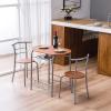 3 Piece Dining Table Set Kitchen Wood Dining Table Furniture Set and 2 Chairs Wooden Round Table & Chair Set Compact Space with Steel Frame and Wine Rack for Kitchen, Dining Room (Ship from USA) view 3