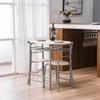 3 Piece Dining Table Set - Wooden Round Table & 2 Chairs with Steel Frame & Wine Rack for Kitchen, Dining Room (Ship from USA) view 4