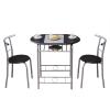 3 Piece Dining Table Set - Wooden Round Table & 2 Chairs with Steel Frame & Wine Rack for Kitchen, Dining Room (Ship from USA) view 1
