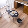 3 Piece Dining Table Set - Wooden Round Table & 2 Chairs with Steel Frame & Wine Rack for Kitchen, Dining Room (Ship from USA) view 3