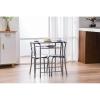 3 Piece Dining Table Set - Wooden Round Table & 2 Chairs with Steel Frame & Wine Rack for Kitchen, Dining Room (Ship from USA) view 4