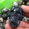 1pc Gemstone Skulls Natural Crystal Hand Carved Moss Agate Mini Skulls 2inch for Home Decoration view 3