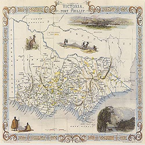 1800'S MAP AUSTRALIA VICTORIA PORT FILLIP BAY KANGOROO AUSTRALIAN REPRO POSTER (20 X 30 IMAGE SIZE PAPER)