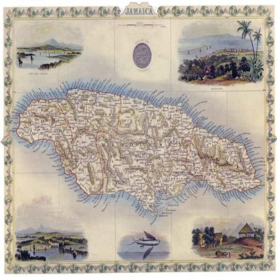 1800'S MAP Jamaica Kingston Antonio Street Bird Eye View REPRO Poster (16 X 24 Image Size Paper)