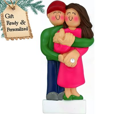 3D Engagement Ornament 2025 Personalized | She Said Yes Ring Our First Christmas Engaged Ornament 2025 Engagement Gifts for Couples First Engaged Christmas Ornaments for Bride to Be Proposal Memory
