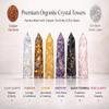 Healing Orgonite Crystal Wand Set of 6 3.5 Amethyst, Tigers Eye, Rose Quartz, Black Tourmaline, Citrine & Clear Quartz Wands Reiki Energy Generator with Free Black Tourmaline Necklace view 2