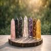 Healing Orgonite Crystal Wand Set of 6 3.5 Amethyst, Tigers Eye, Rose Quartz, Black Tourmaline, Citrine & Clear Quartz Wands Reiki Energy Generator with Free Black Tourmaline Necklace view 4