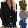 Andongnywell Women Solid color Long Sleeve V Neck Shirts Button Down Basic Tops V-neck button shirt (Red,6,3X-Large) view 3