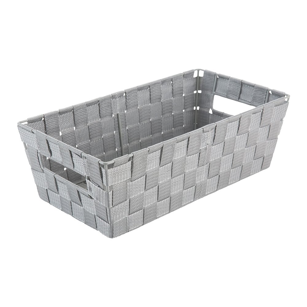 Simplify Extra Long Shelf Woven Strap Tote | Decorative Storage Basket | Built in Handles | Organization | Closet | Bedroom | Bathroom | Nursery | Accessories | Toys | Gifts | 1 Pack | Heather Grey