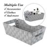 Simplify Extra Long Shelf Woven Strap Tote | Decorative Storage Basket | Built in Handles | Organization | Closet | Bedroom | Bathroom | Nursery | Accessories | Toys | Gifts | 1 Pack | Heather Grey view 3