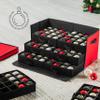ZOBER Christmas Ornament Storage Box - Stores 128 3" Ornaments with Drawer Style Trays - Tear Proof 600D Oxford Fabric - Ornament Organizer Storage Box, Durable Christmas Containers Holder - Red view 2