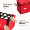 ZOBER Christmas Ornament Storage Box - Stores 128 3" Ornaments with Drawer Style Trays - Tear Proof 600D Oxford Fabric - Ornament Organizer Storage Box, Durable Christmas Containers Holder - Red view 4