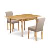 East West Furniture 1MZAB3-OAK-04 3 Piece Dining Table Set Contains a Rectangle Kitchen Table with Dropleaf and 2 Light Tan Linen Fabric Upholstered Chairs, 36x54 Inch, Oak view 1