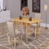 East West Furniture 1MZAB3-OAK-04 3 Piece Dining Table Set Contains a Rectangle Kitchen Table with Dropleaf and 2 Light Tan Linen Fabric Upholstered Chairs, 36x54 Inch, Oak view 2