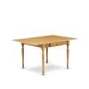 East West Furniture 1MZAB3-OAK-04 3 Piece Dining Table Set Contains a Rectangle Kitchen Table with Dropleaf and 2 Light Tan Linen Fabric Upholstered Chairs, 36x54 Inch, Oak view 3