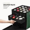 ZOBER Christmas Ornament Storage Box - Stores 64 3" Ornaments with Drawer Style Trays - Tear Proof 600D Oxford Fabric - Ornament Organizer Storage Box, Durable Christmas Containers Holder - Green view 3