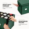 ZOBER Christmas Ornament Storage Box - Stores 64 3" Ornaments with Drawer Style Trays - Tear Proof 600D Oxford Fabric - Ornament Organizer Storage Box, Durable Christmas Containers Holder - Green view 4