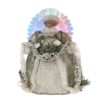Windy Hill Collection 14" Inch Standing Coastal Aquamarine Fiber Optic Angel Lighted LED Christmas Tree Topper or Table Top 594126