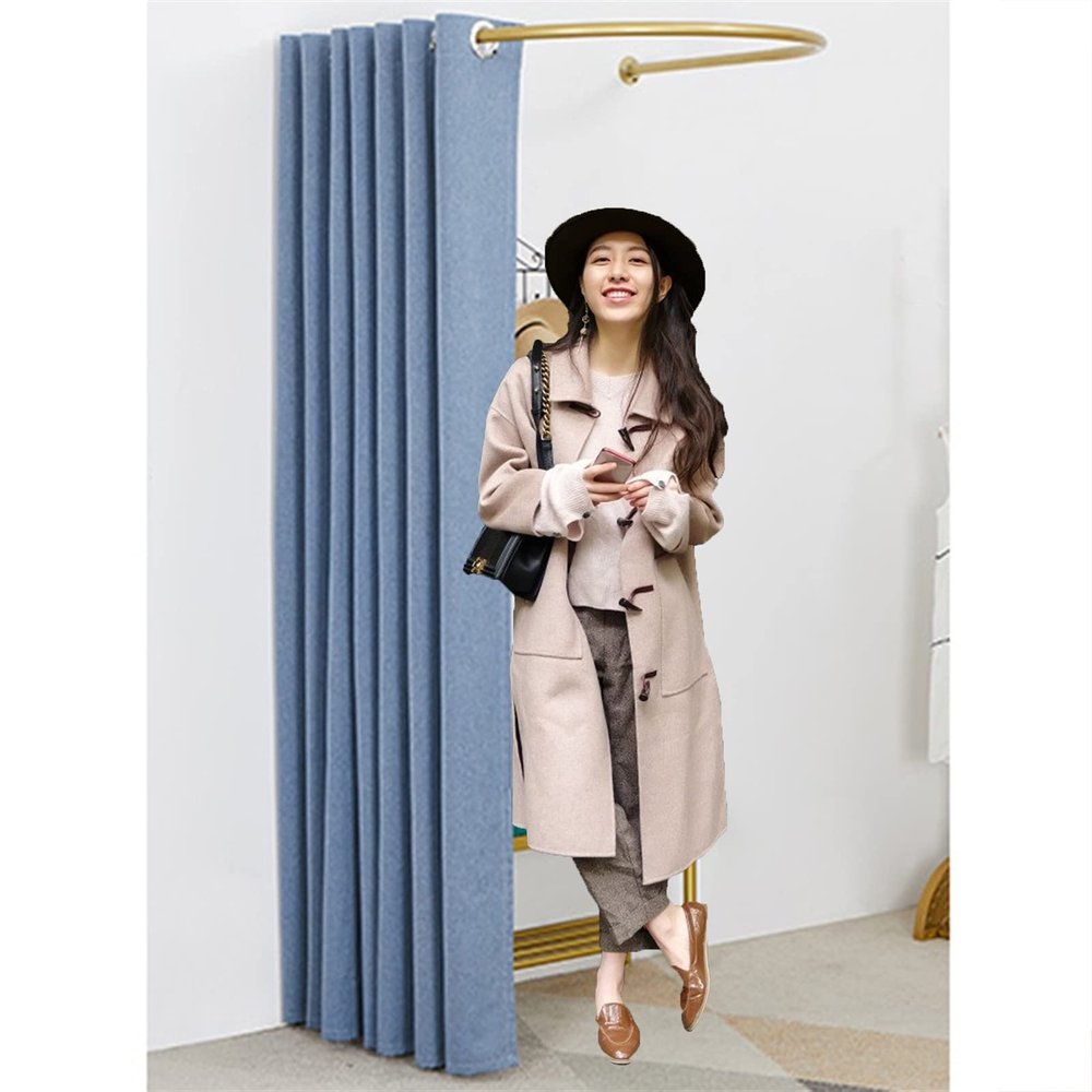 GZHENH Dressing Changing Room, Simple Wall-Mounted Dressing Room Load-Bearing U-Shaped Frame Mute Buttonhole Privacy Screen Changing Room, 10 Colors, 3 Sizes (Color : Blueb, Size : 80X80X200CM)