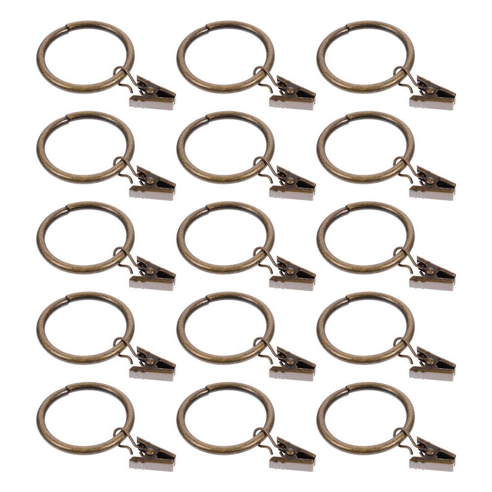 Cabilock 50pcs Vintage Shower Curtain Hooks Clips Easy Install Glide for Bathroom Curtain Accessories Inner Antique Finish