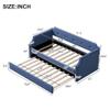 Harper & Bright Designs Twin Daybed Upholstered Daybed with Trundle, Twin Size Sofa Bed Wood Bed Frame for Kids/Teens/Girls/Boys, Blue view 2
