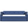 Harper & Bright Designs Twin Daybed Upholstered Daybed with Trundle, Twin Size Sofa Bed Wood Bed Frame for Kids/Teens/Girls/Boys, Blue view 4