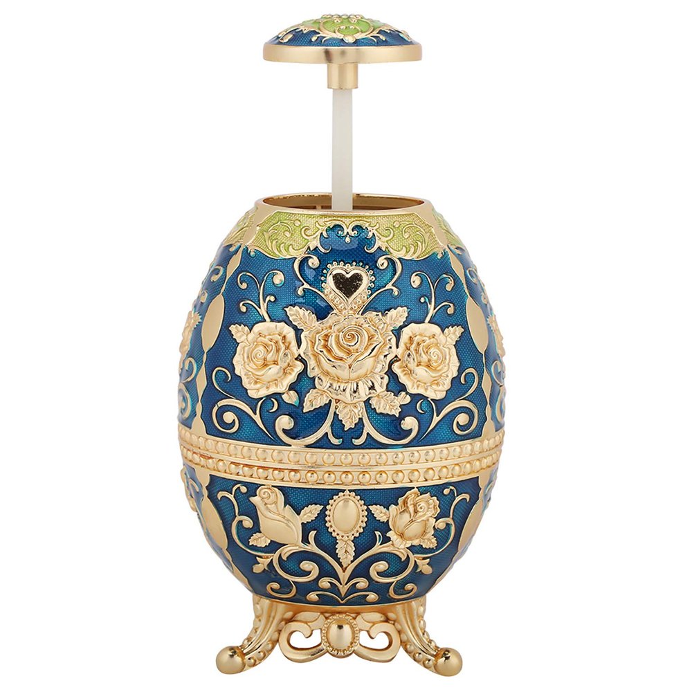 Pop up Case Automatic Toothpick Holder Toothpick Container desktop ornament for Home Decoration(Jinlan Jinhua, Blue)
