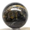 48mm 160g Dark Blue Golden Black Tiger/Hawk's Eye Sphere Polished Natiral Chatoyant Chalcedony Gemstone Crystal Mineral Ball - Africa + Stand view 4