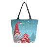 ALAZA Merry Christmas Snow New Year Xmas Large Canvas Tote Bag Reusable Grocery Shopping Bag with Handles, Heavy Duty, Washable view 1