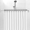 1Pc shower curtain rod clothes drying rod spring tension corner adjustable clothing Stainless steel Metal view 2