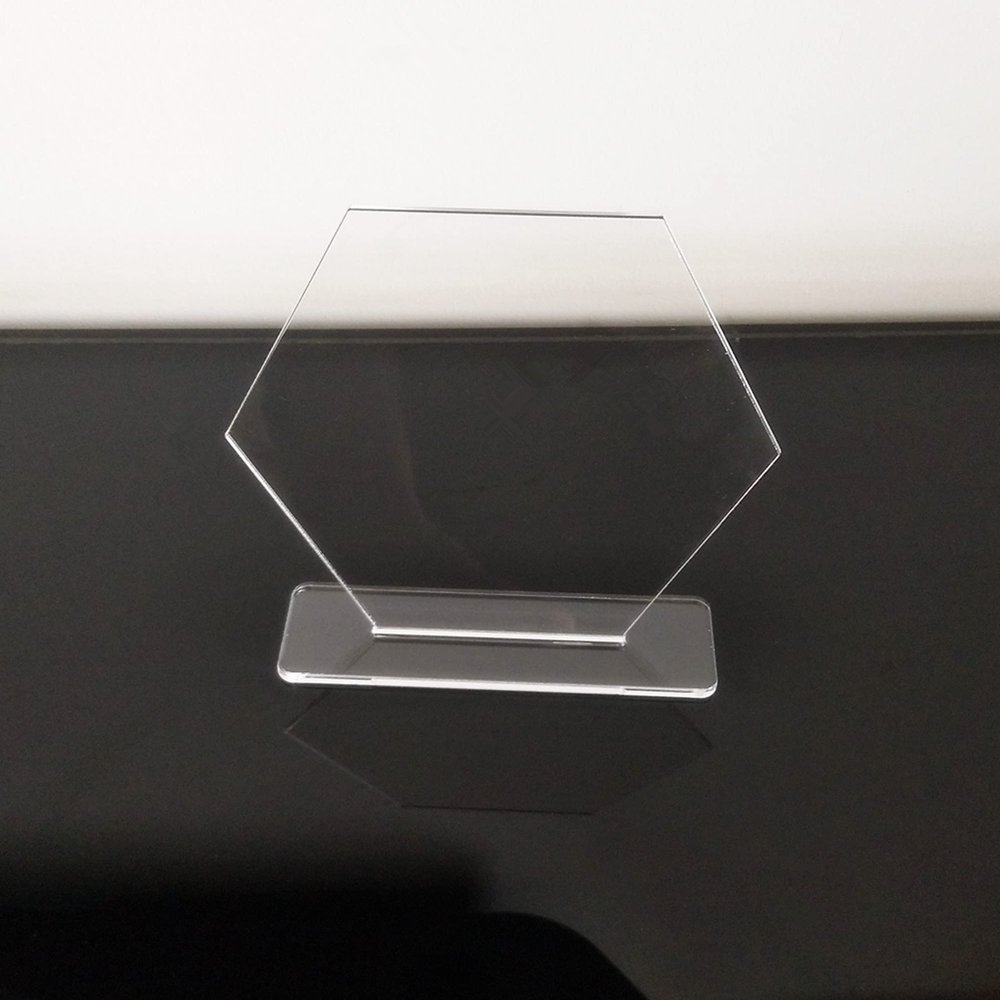 5 Sets Acrylic Blanks Hexagon with Stand,DIY Clear Wedding Signs,Personalized Hand Lettered Table Numbers (5'')