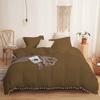 1 Piece White Vintage Pom-Fringe Pompom Duvet Cover with Zipper Closure, 100% Egyptian Cotton, 800 Thread Cotton, Oversized Super King Taupe Solid view 1