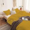 3 Piece White Vintage Pom-Fringe Pompom Duvet Cover with Zipper Closure, 100% Egyptian Cotton, 800 Thread Cotton, King/Cal King Size Gold Solid view 2